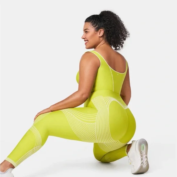 Fanka Power Sculpt, side pocket, full length leggings in Citron/Lemonade - Picture 5 of 11